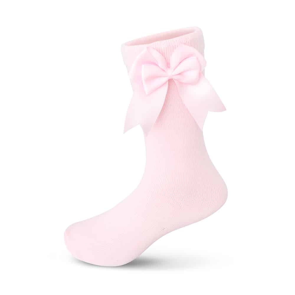 Girls Knee High Bow Socks Baby Pink
