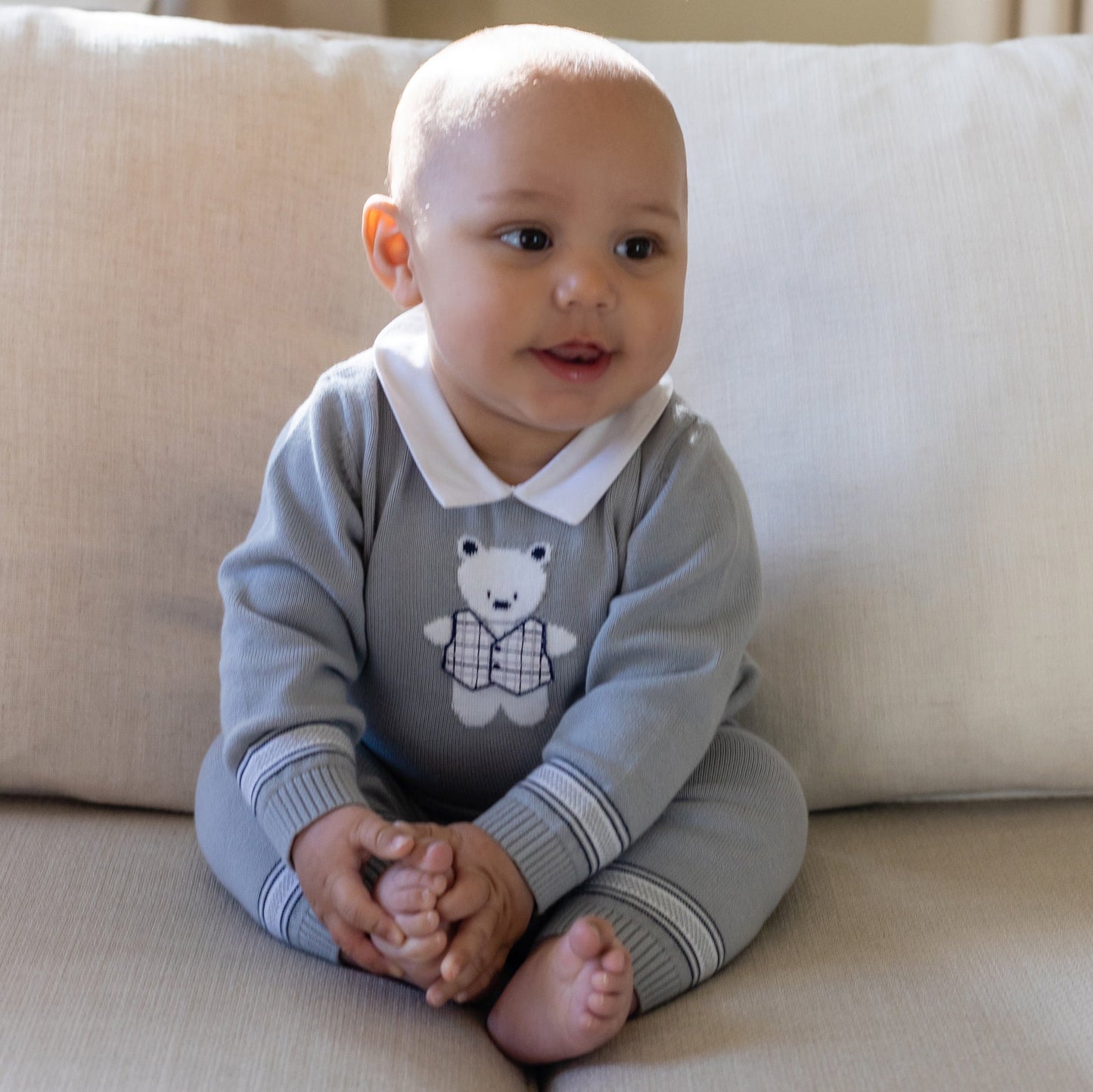 Carter Grey Knit Outfit with Hat