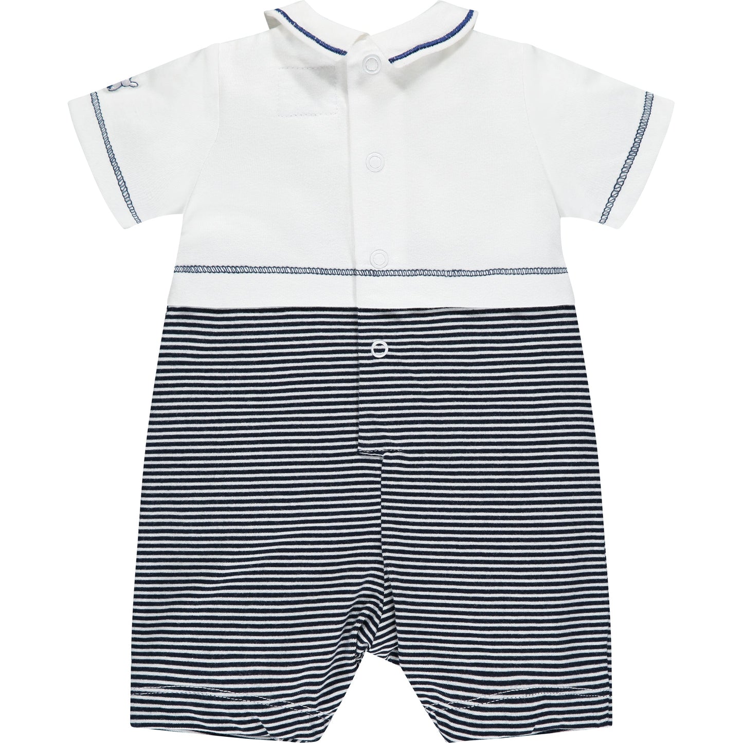 Duke Navy Striped Romper