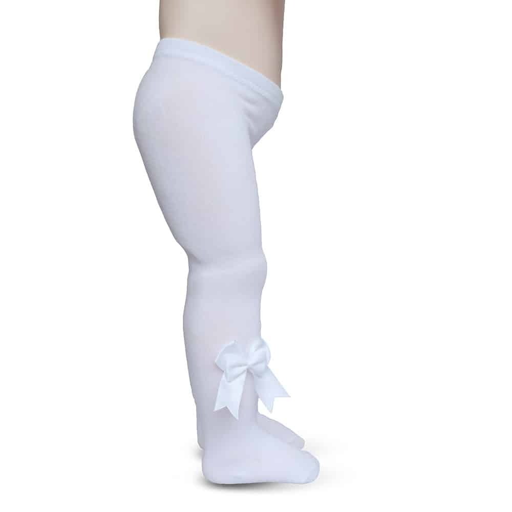 Girls Bow Tights White