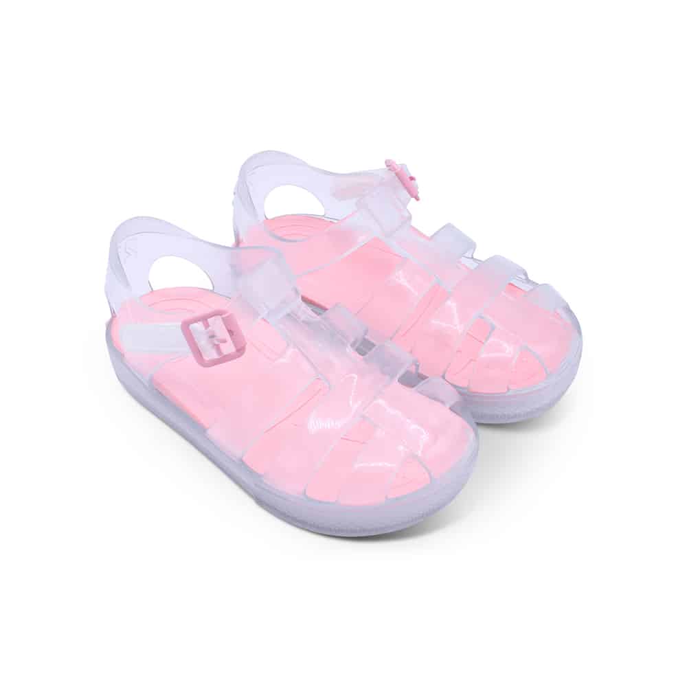 'Monaco' Girls Clear with Pink Jelly Sandals