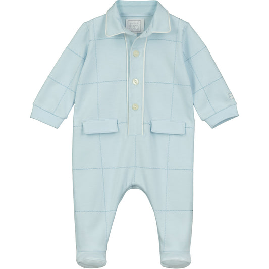 Edison Blue Check Boys Babygrow