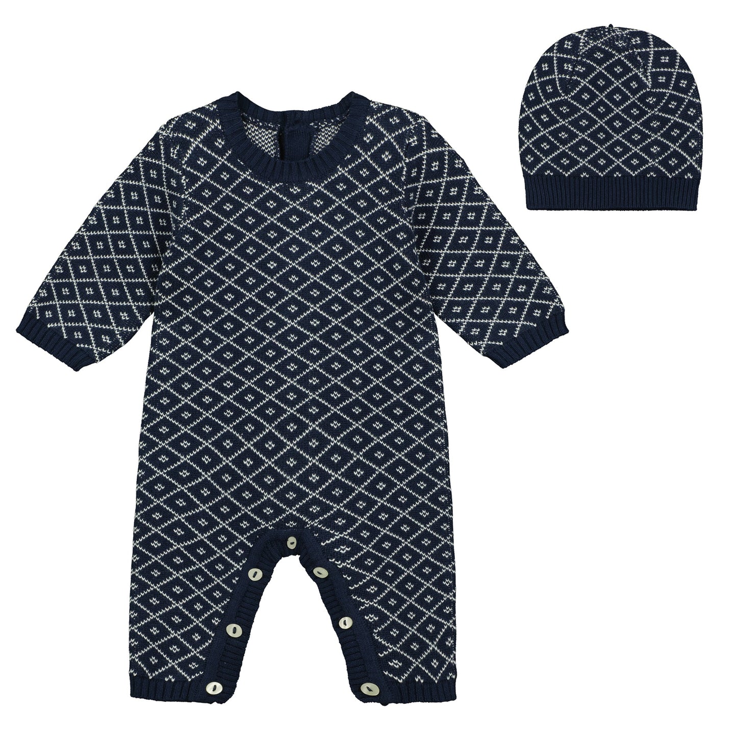 Everett Navy Chevron Knit All in One & Hat