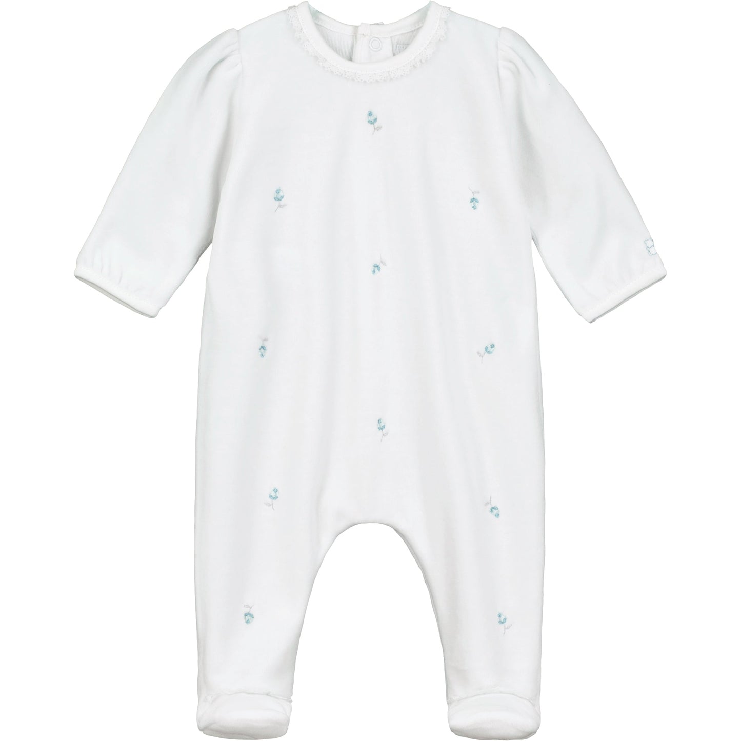Esme Navy Rosebuds Velour Babygrow