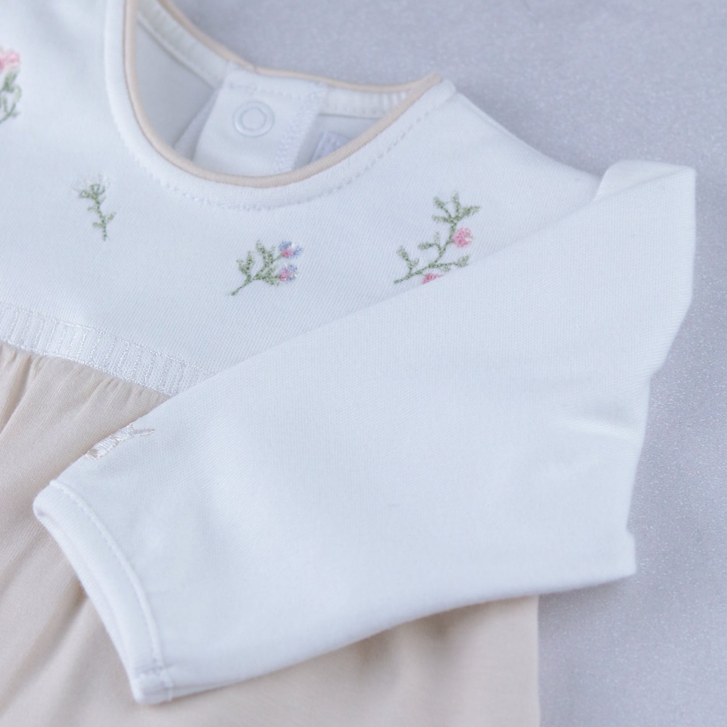 Kira Baby Girls Stone Floral  Detail Babygrow