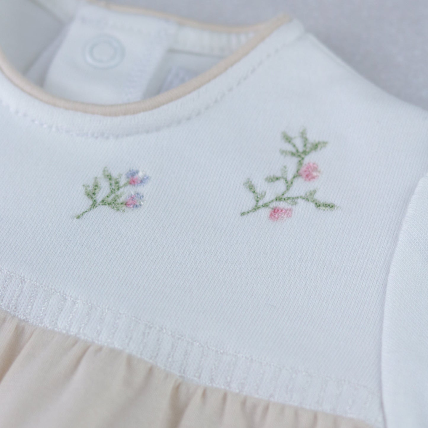 Kira Baby Girls Stone Floral  Detail Babygrow