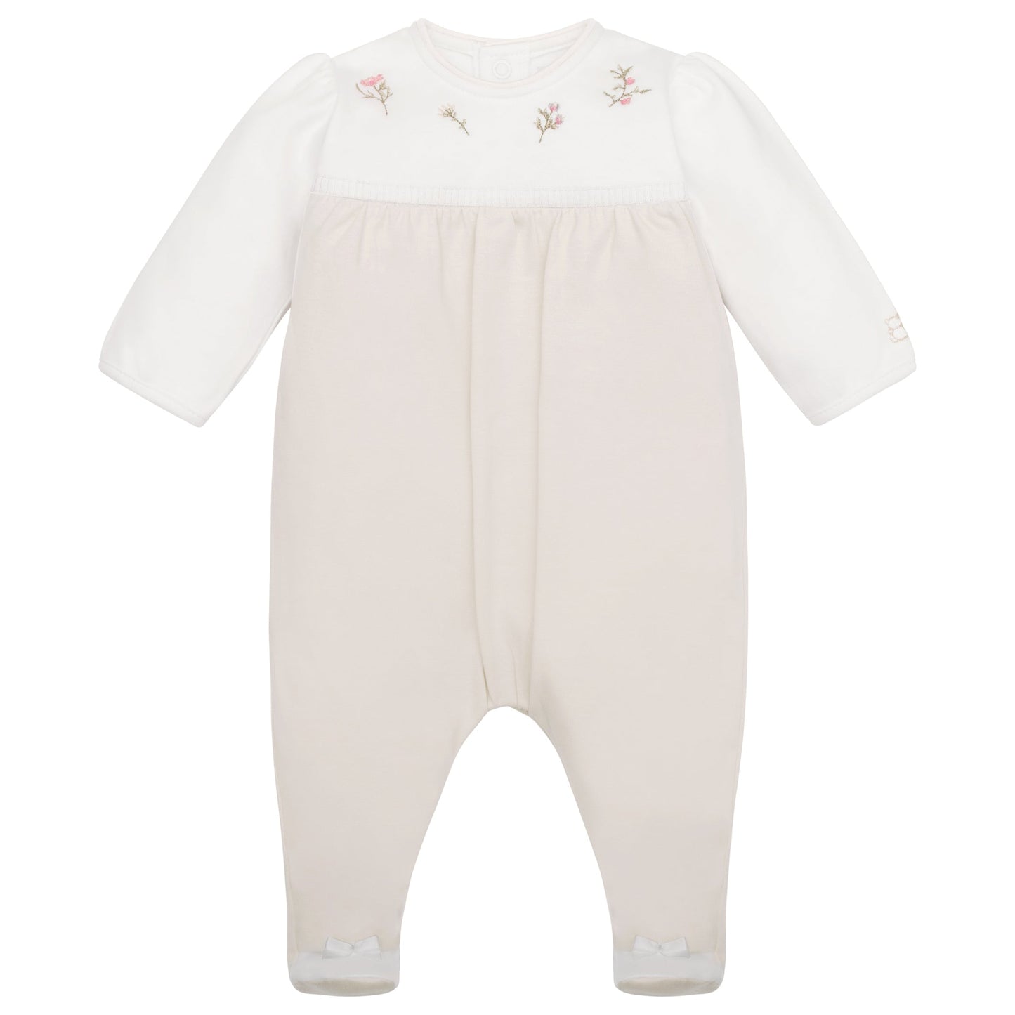 Kira Baby Girls Stone Floral  Detail Babygrow