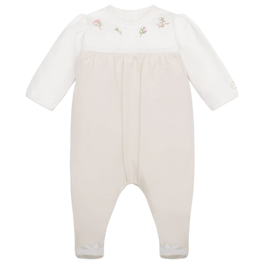 Kira Baby Girls Stone Floral  Detail Babygrow