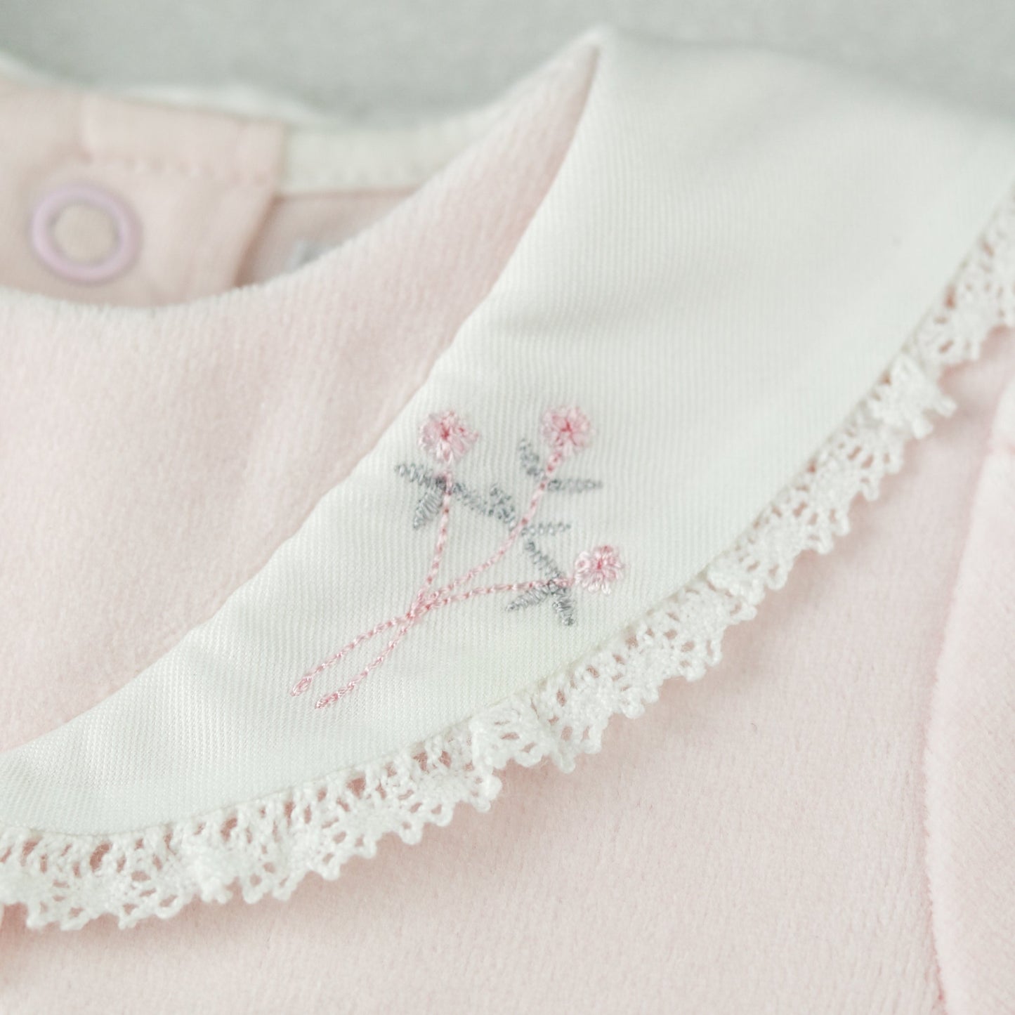 Katie Baby Girls Pink Velour Babygrow