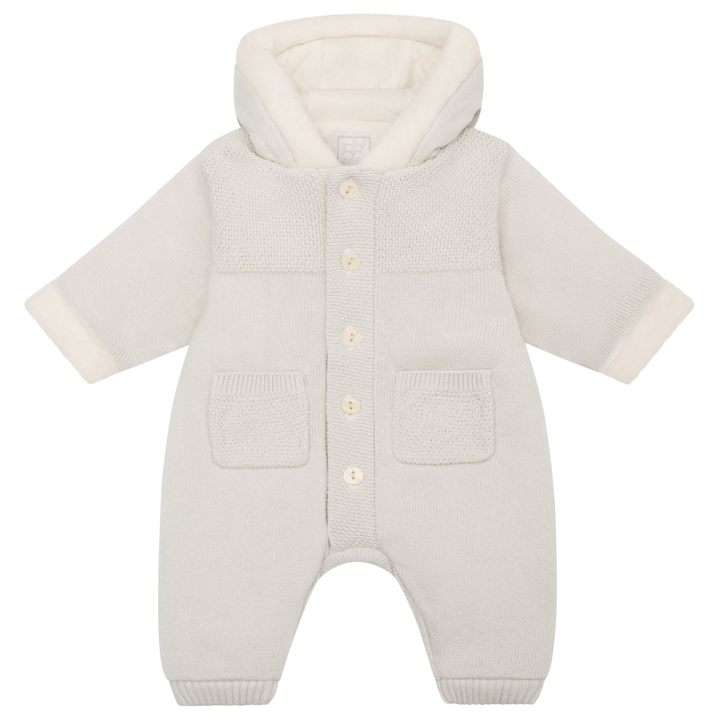 Kane Unisex Stone Knitted Pramsuit With Fur Trim