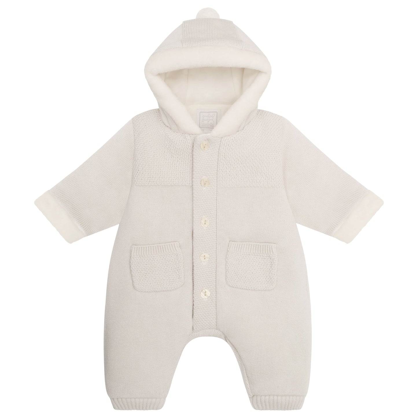 Kane Unisex Stone Knitted Pramsuit With Fur Trim