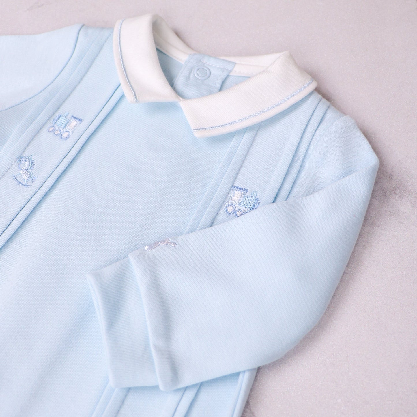 Lewis Boys Blue Toy Embroidery Babygrow
