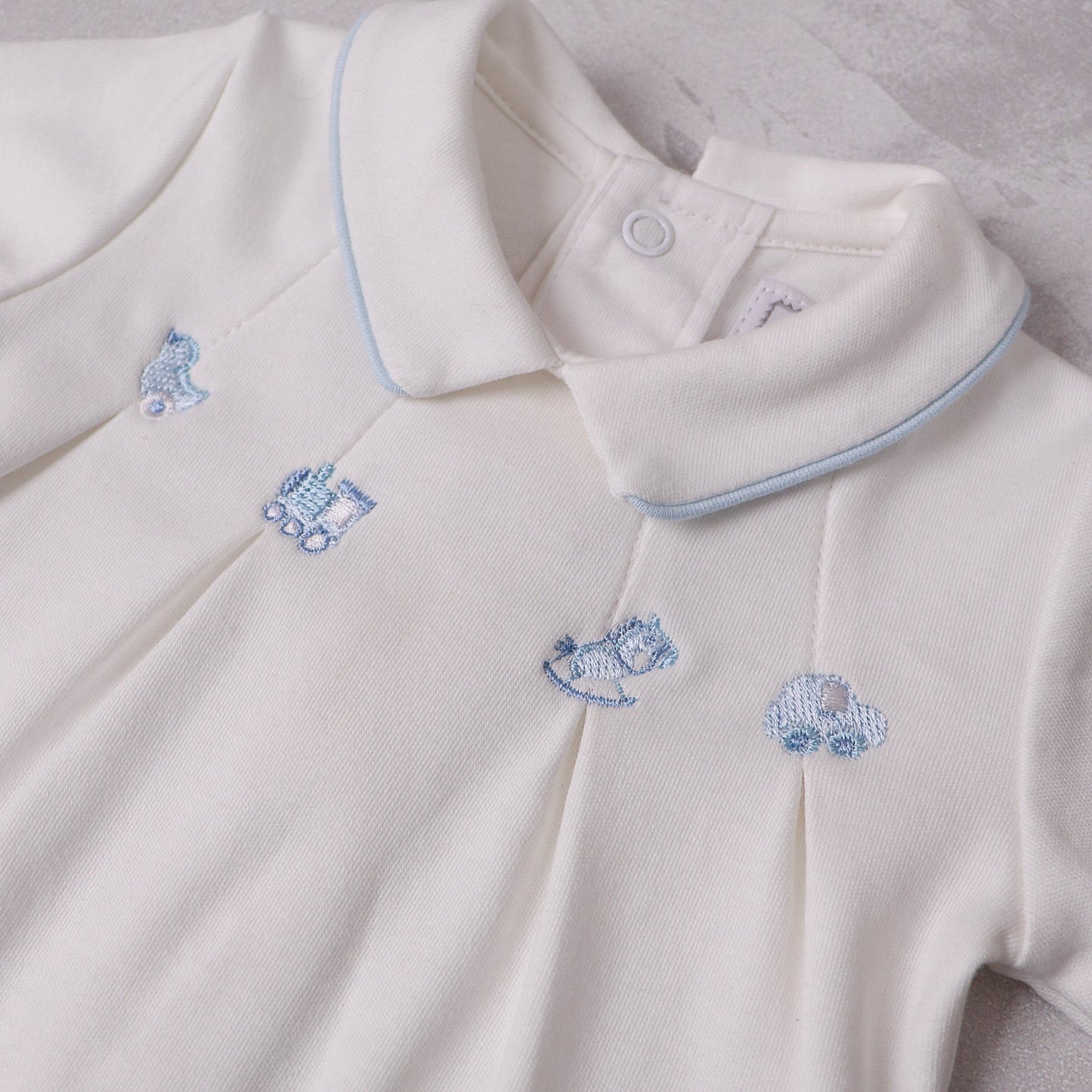 Lenny Boys Blue & White Babygrow Twin Pack