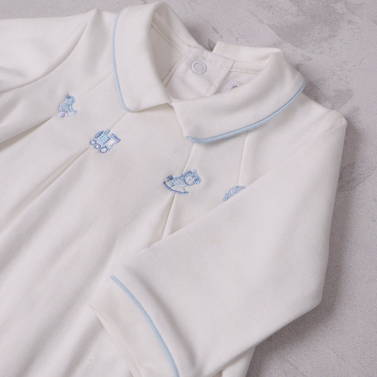 Lenny Boys Blue & White Babygrow Twin Pack