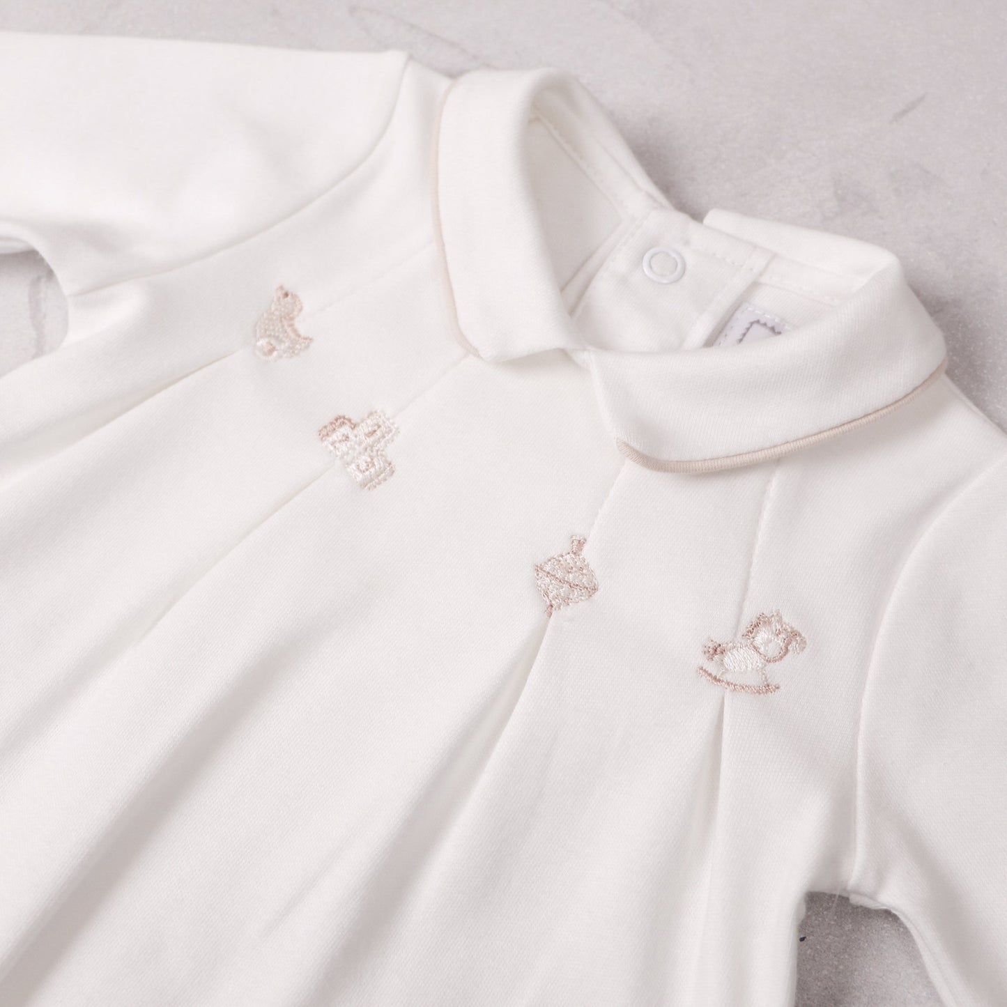 Lenny Unisex Stone & White Babygrow Twin Pack