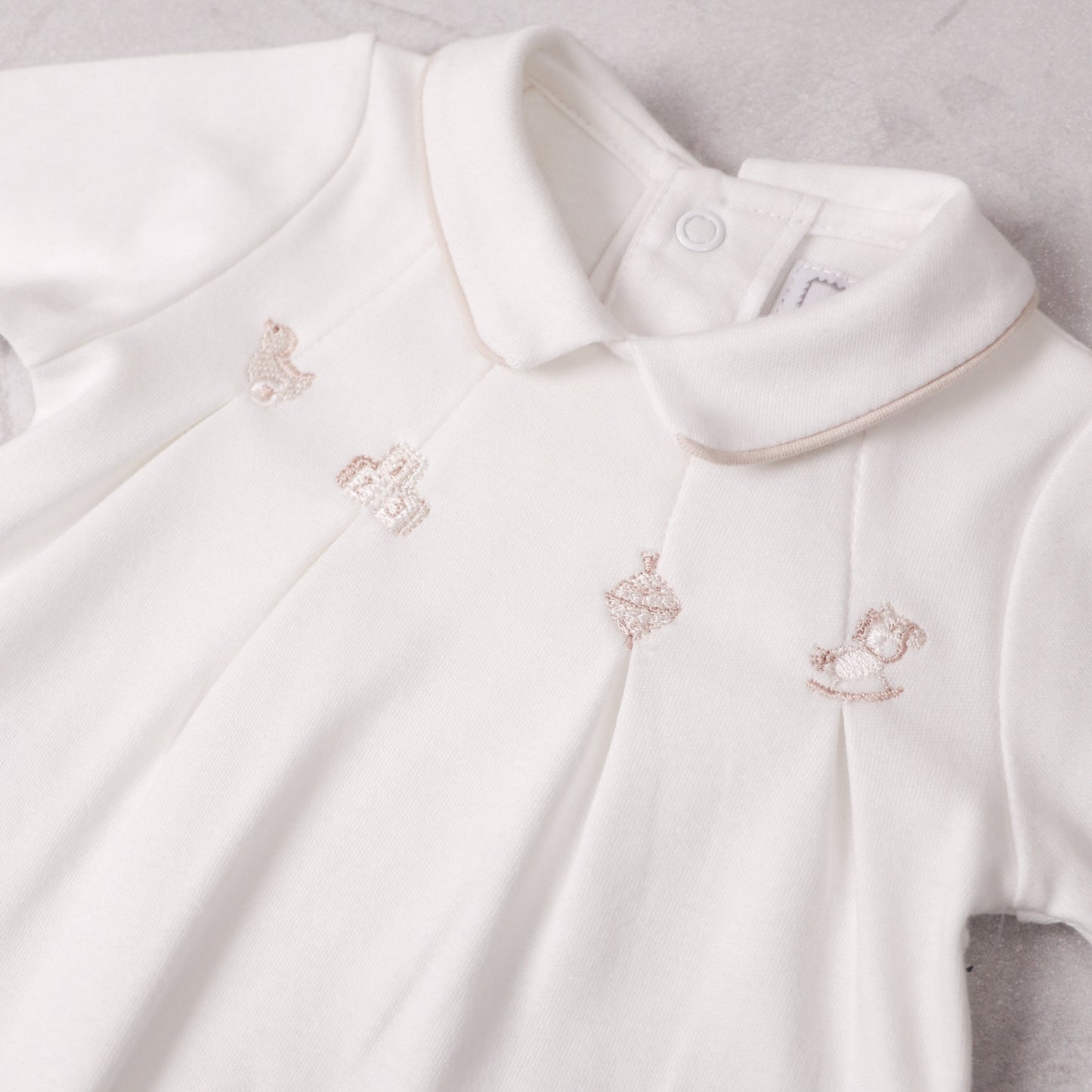 Lenny Unisex Stone & White Babygrow Twin Pack