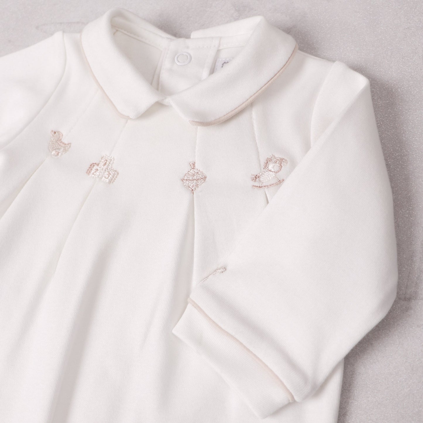 Lenny Unisex Stone & White Babygrow Twin Pack