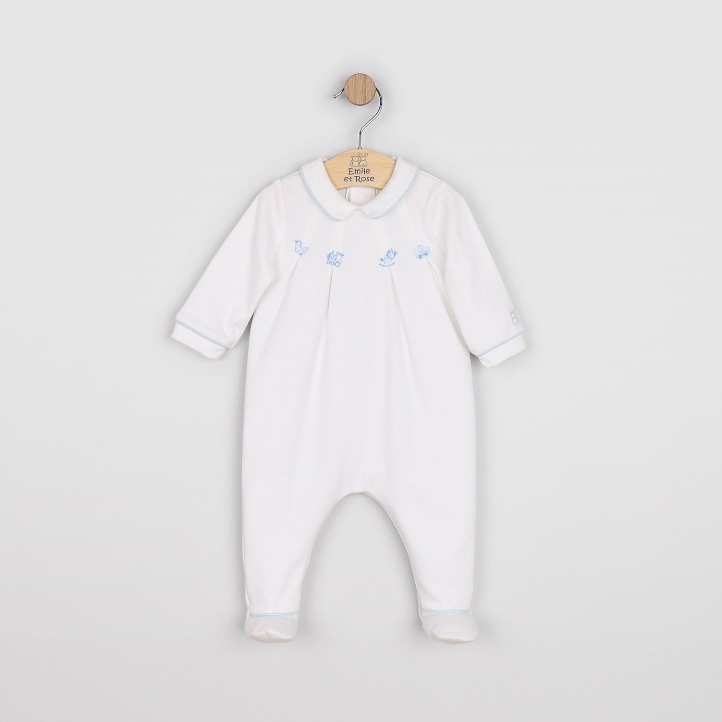 Lenny Boys Blue & White Babygrow Twin Pack
