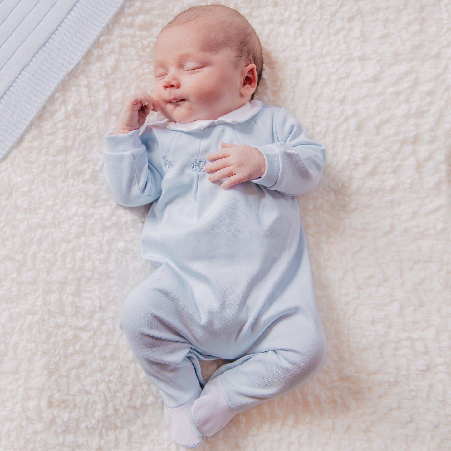 Lenny Boys Blue & White Babygrow Twin Pack