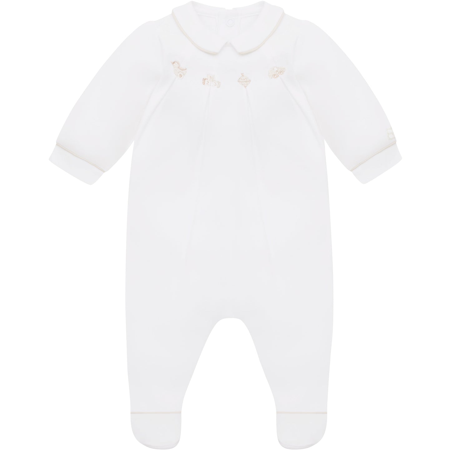 Lenny Unisex Stone & White Babygrow Twin Pack