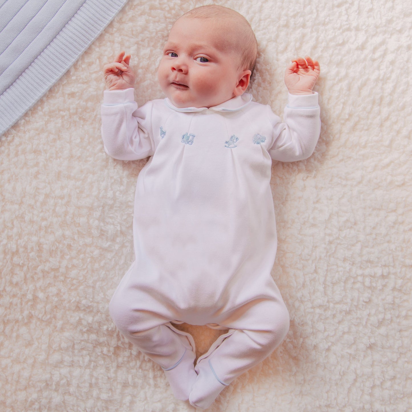 Lenny Boys Blue & White Babygrow Twin Pack