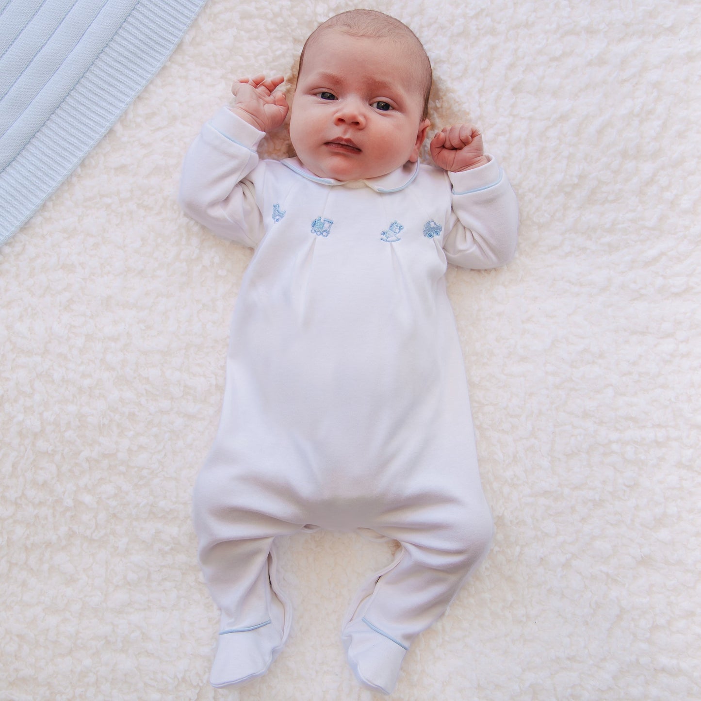Lenny Boys Blue & White Babygrow Twin Pack