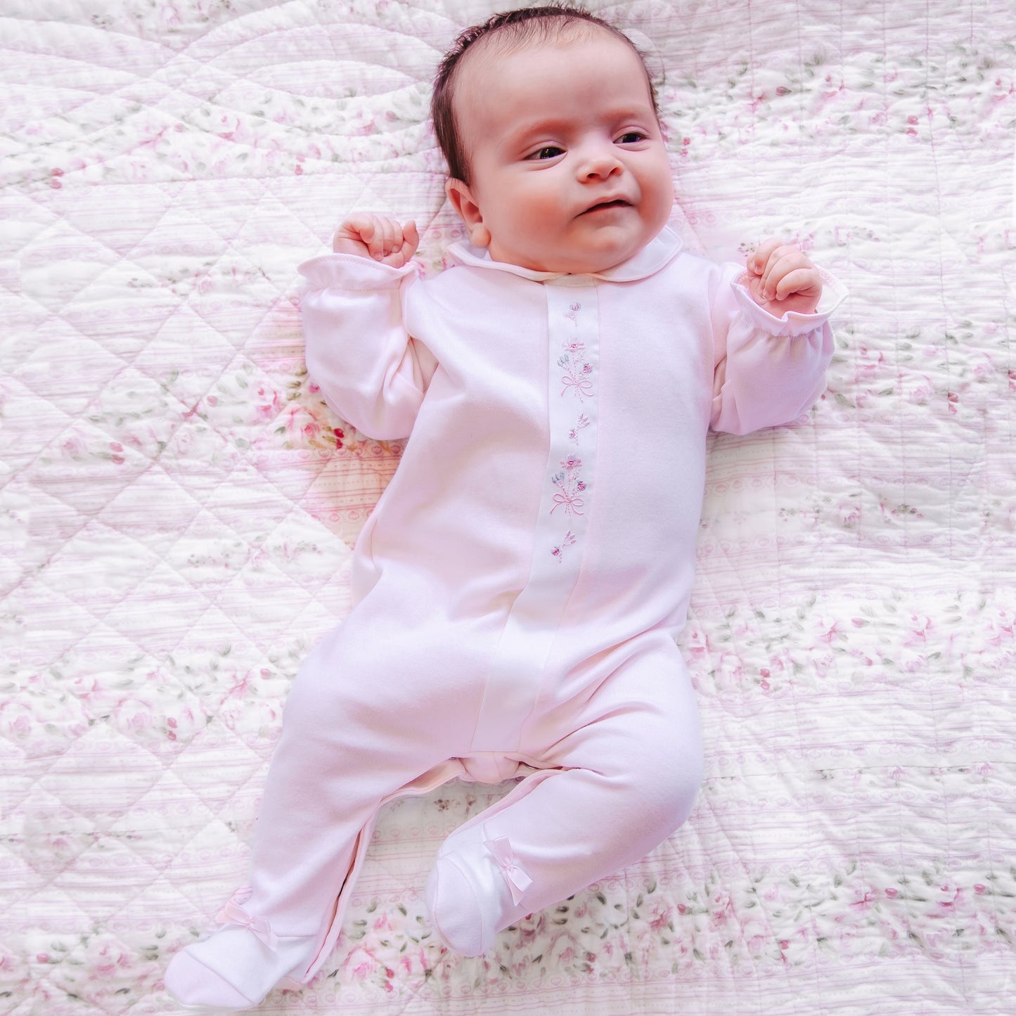 Loretta Girls Pink Pretty Babygrow & Hat