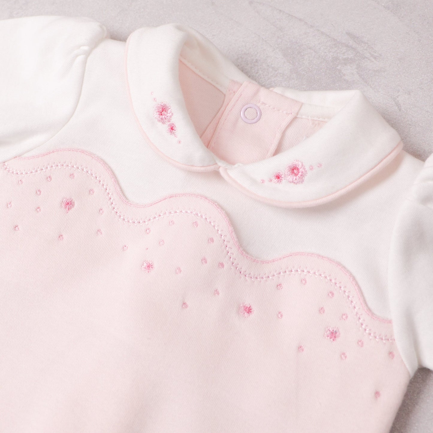 Leah Baby Girls Pink & White Cotton Babygrow
