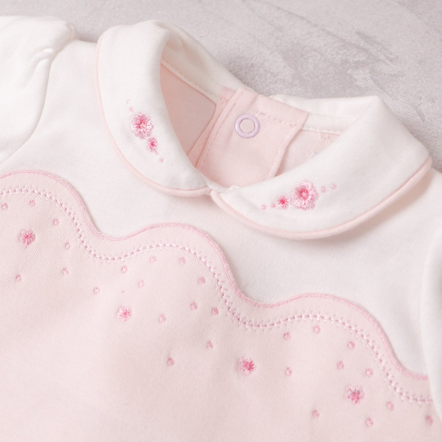 Leah Baby Girls Pink & White Cotton Babygrow