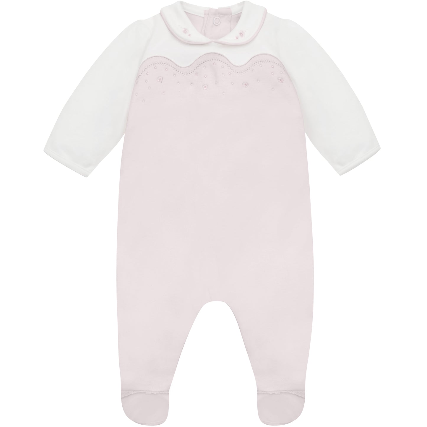 Leah Baby Girls Pink & White Cotton Babygrow