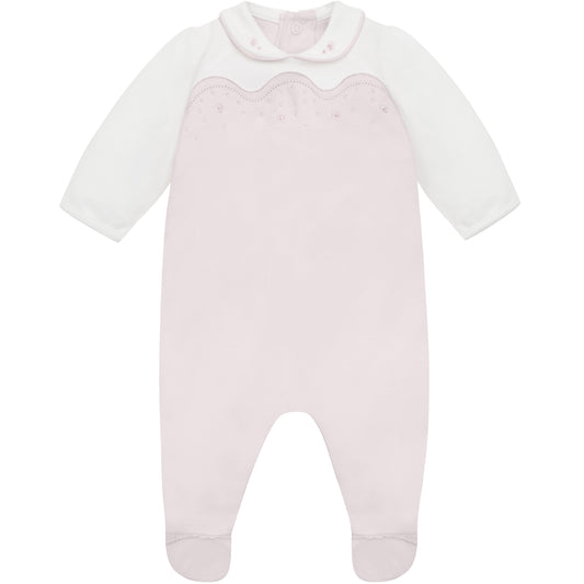 Leah Baby Girls Pink & White Cotton Babygrow