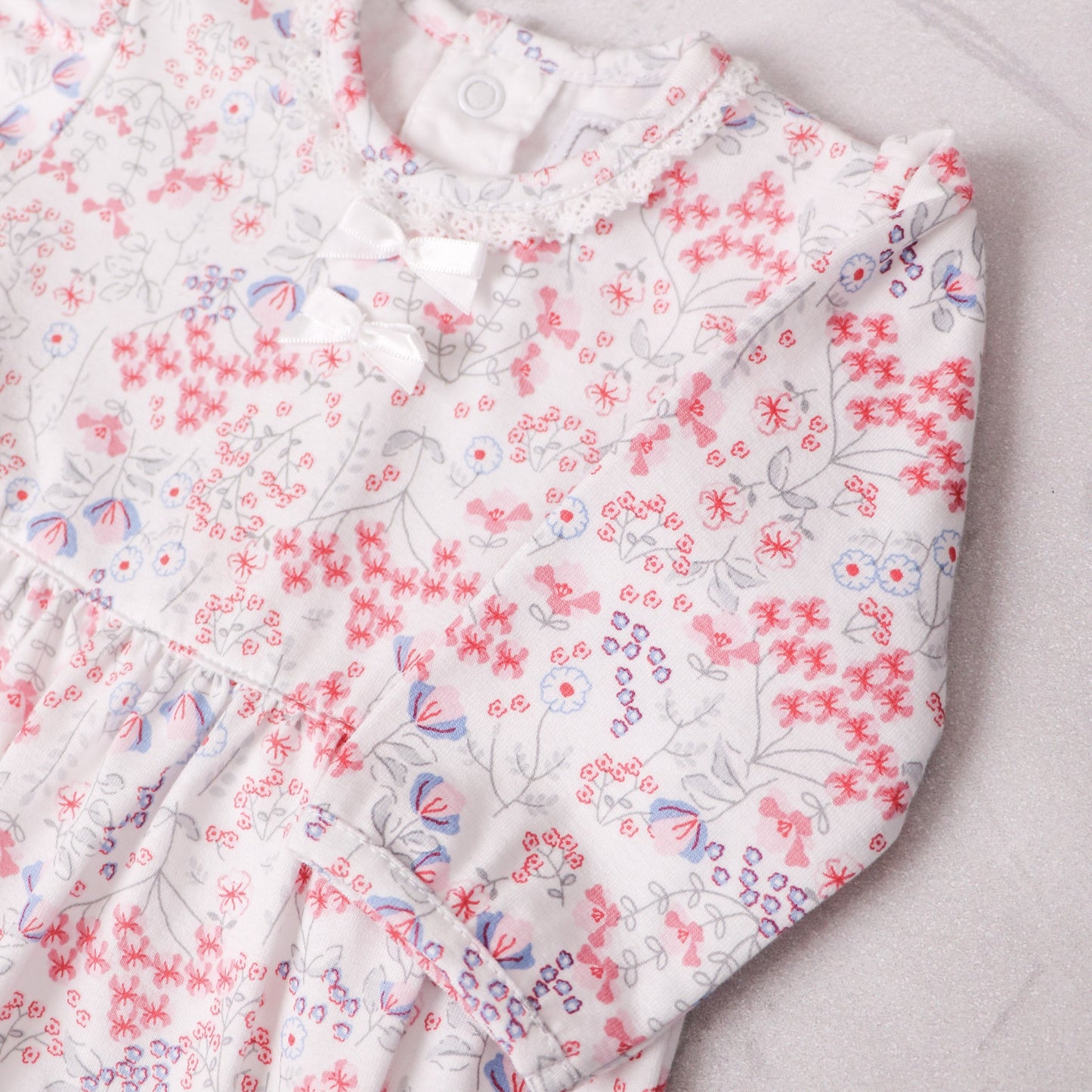 Lacey Girls Floral Print Babygrow & Hairband