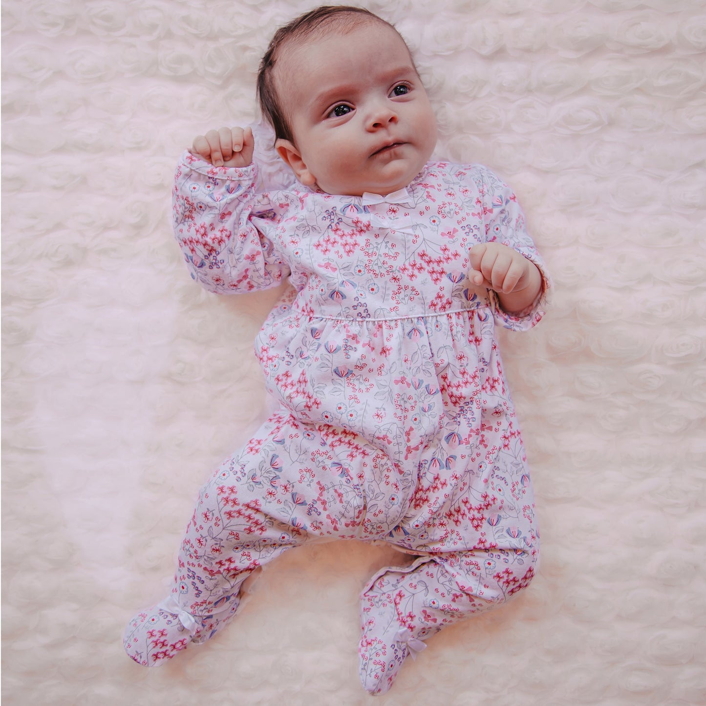 Lacey Girls Floral Print Babygrow & Hairband