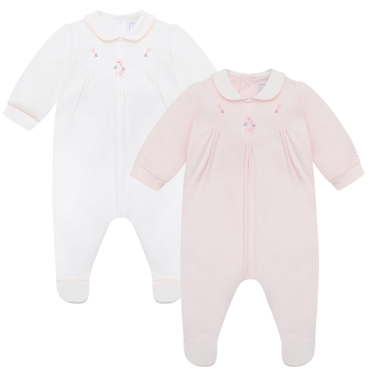 Lara Girls Pink & White Babygrow Twin Pack