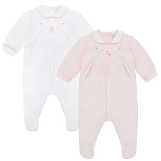 Lara Girls Pink & White Babygrow Twin Pack