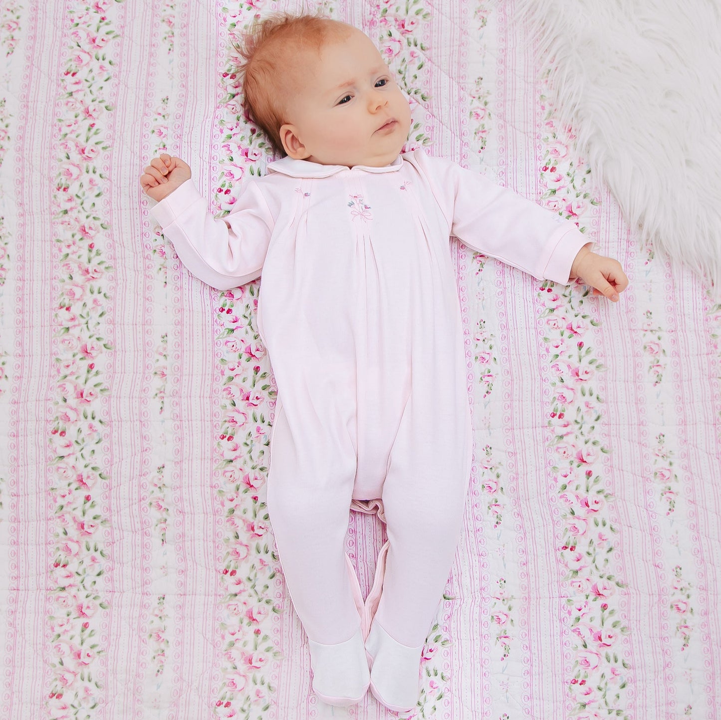 Lara Girls Pink & White Babygrow Twin Pack
