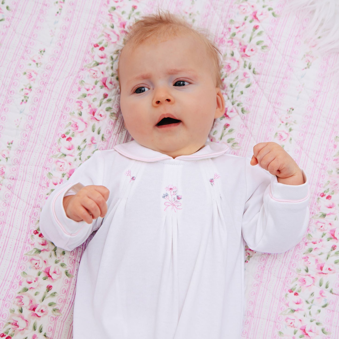 Lara Girls Pink & White Babygrow Twin Pack