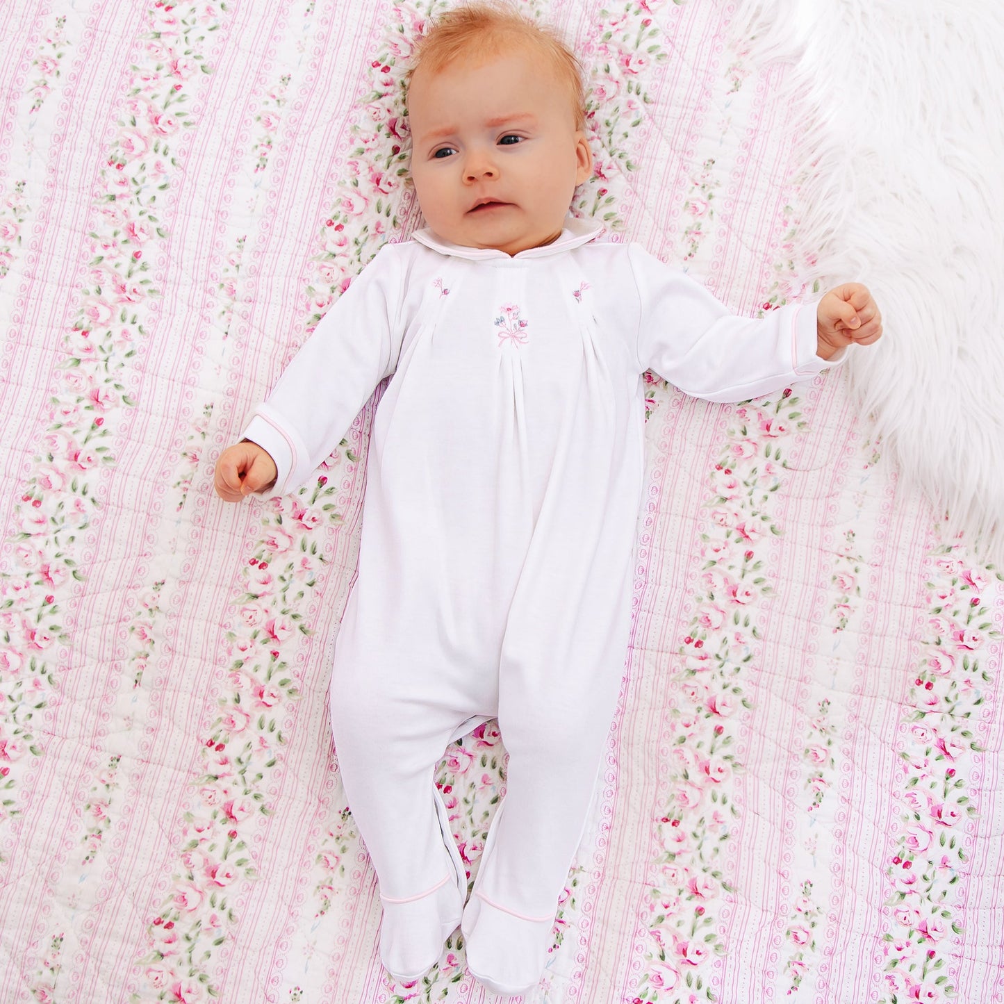 Lara Girls Pink & White Babygrow Twin Pack