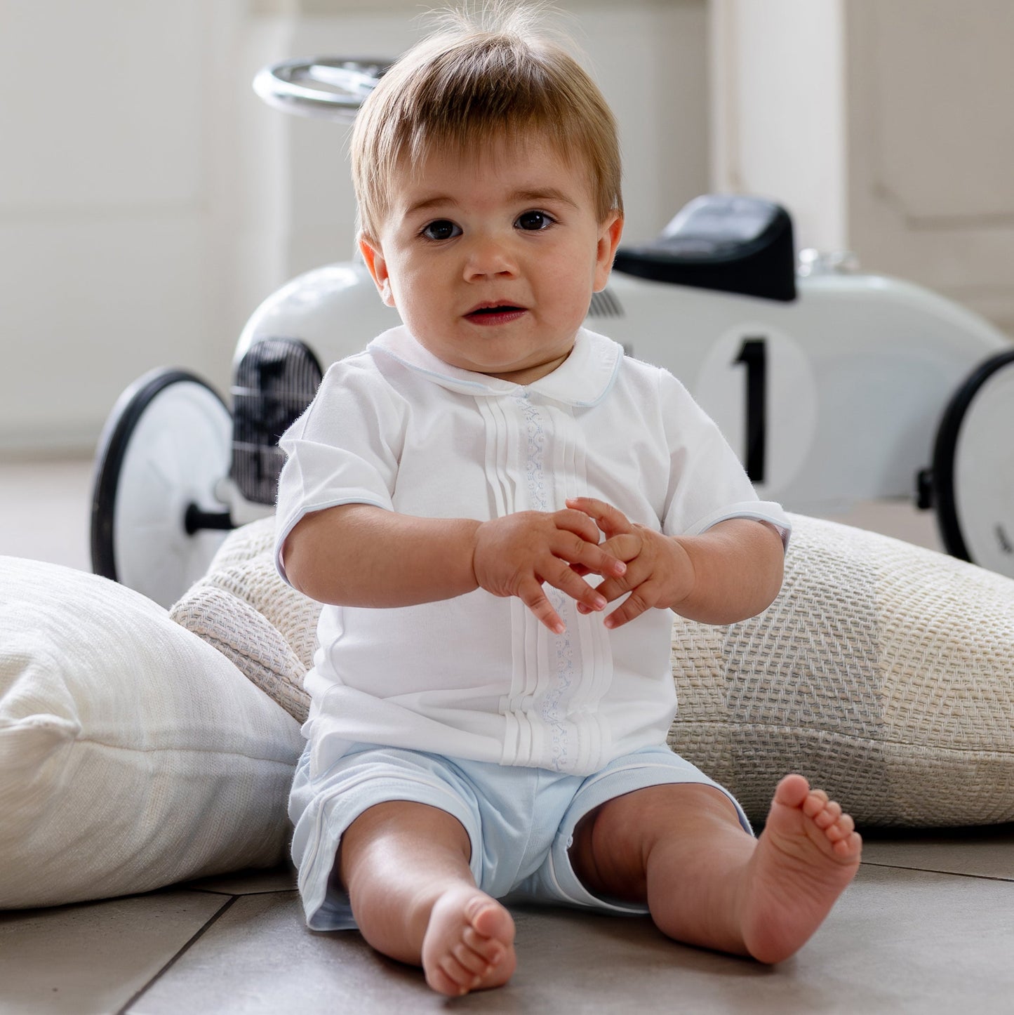 Liam Boys Blue Smart Cotton Summer Outfit