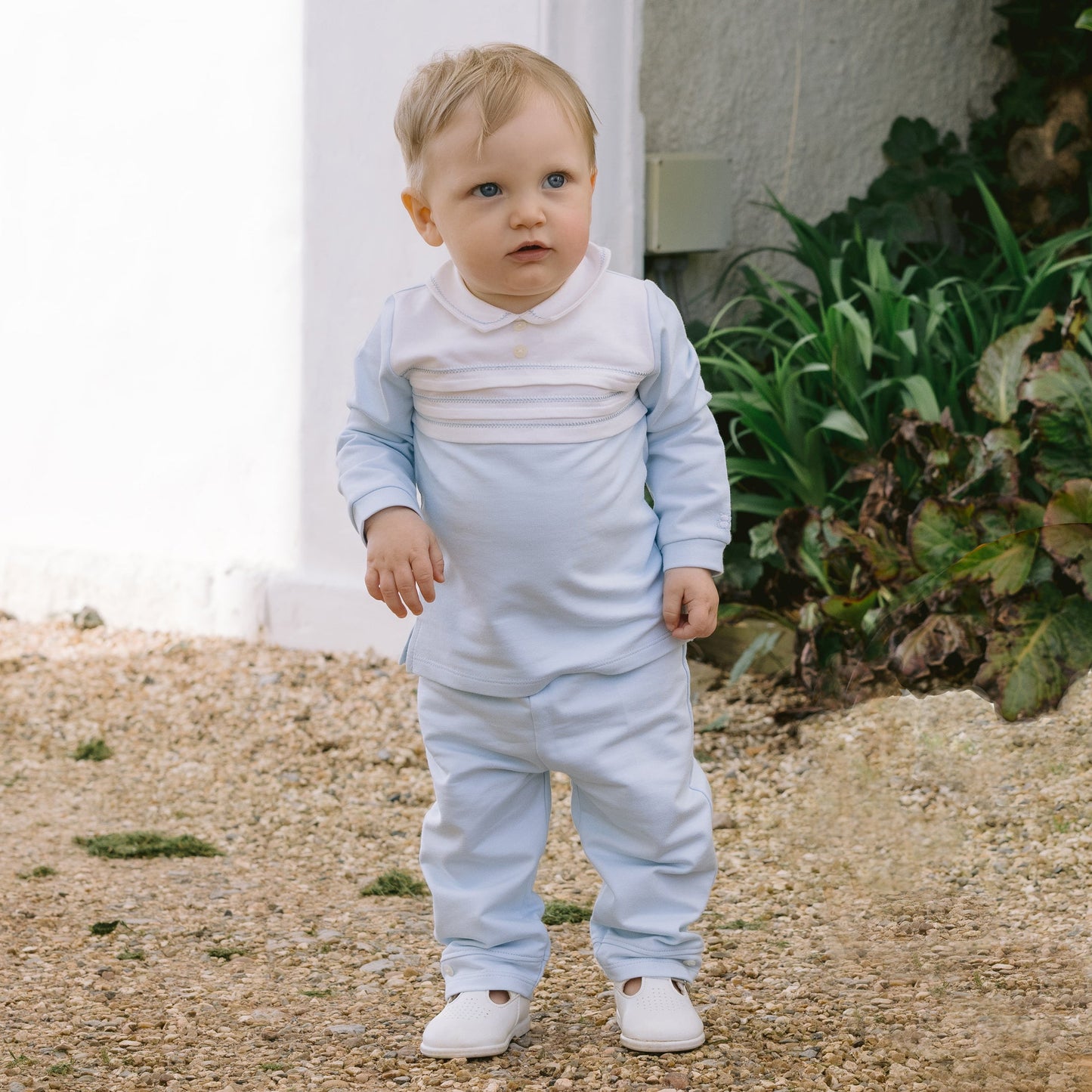 Kevin Boys Blue Pleated Top & Trouser Set