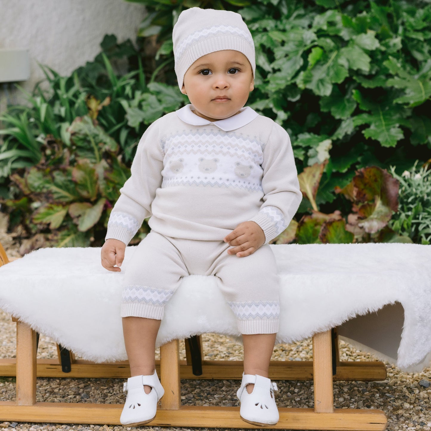 Kipling Stone Cotton Knitted Teddy Outfit & Hat Set