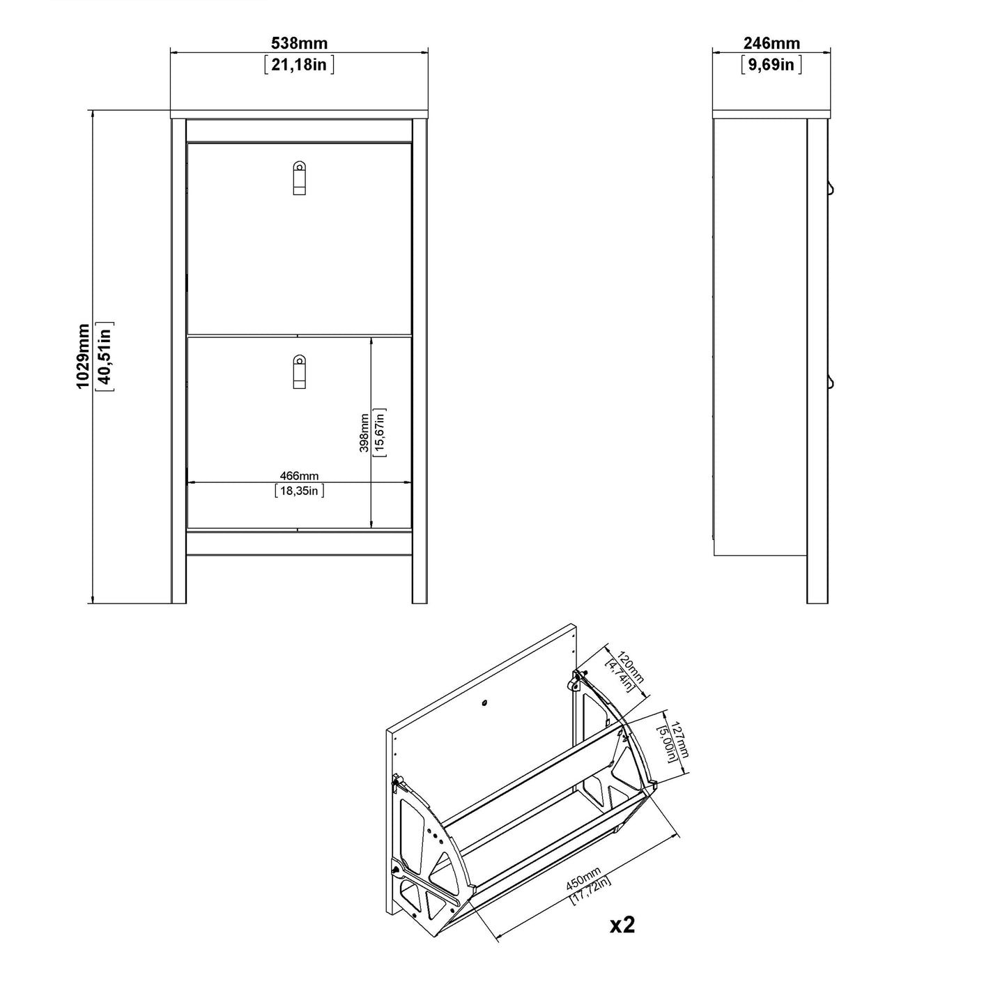 Harrow Shoe Cabinet in White