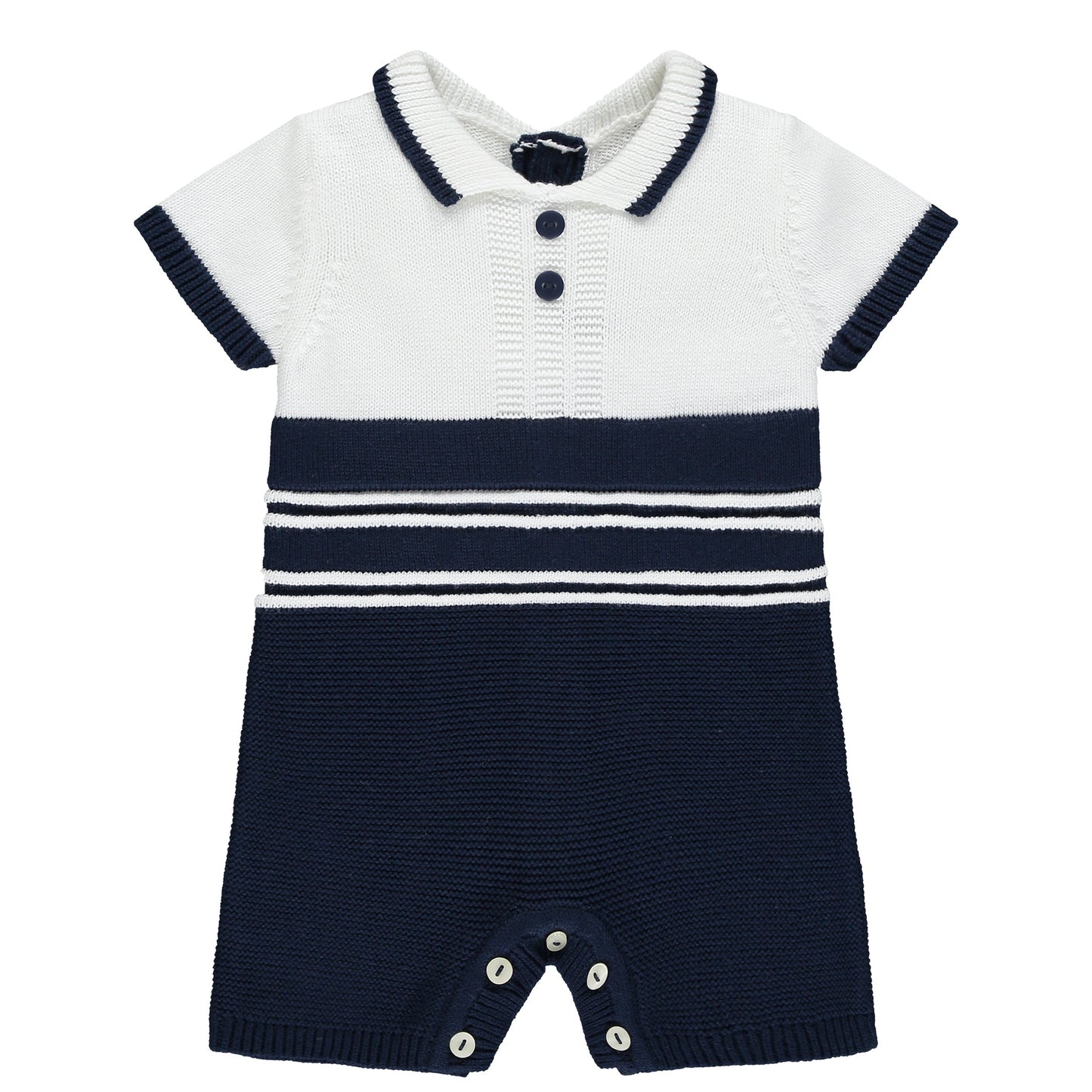Dean Navy Knit Romper & Hat