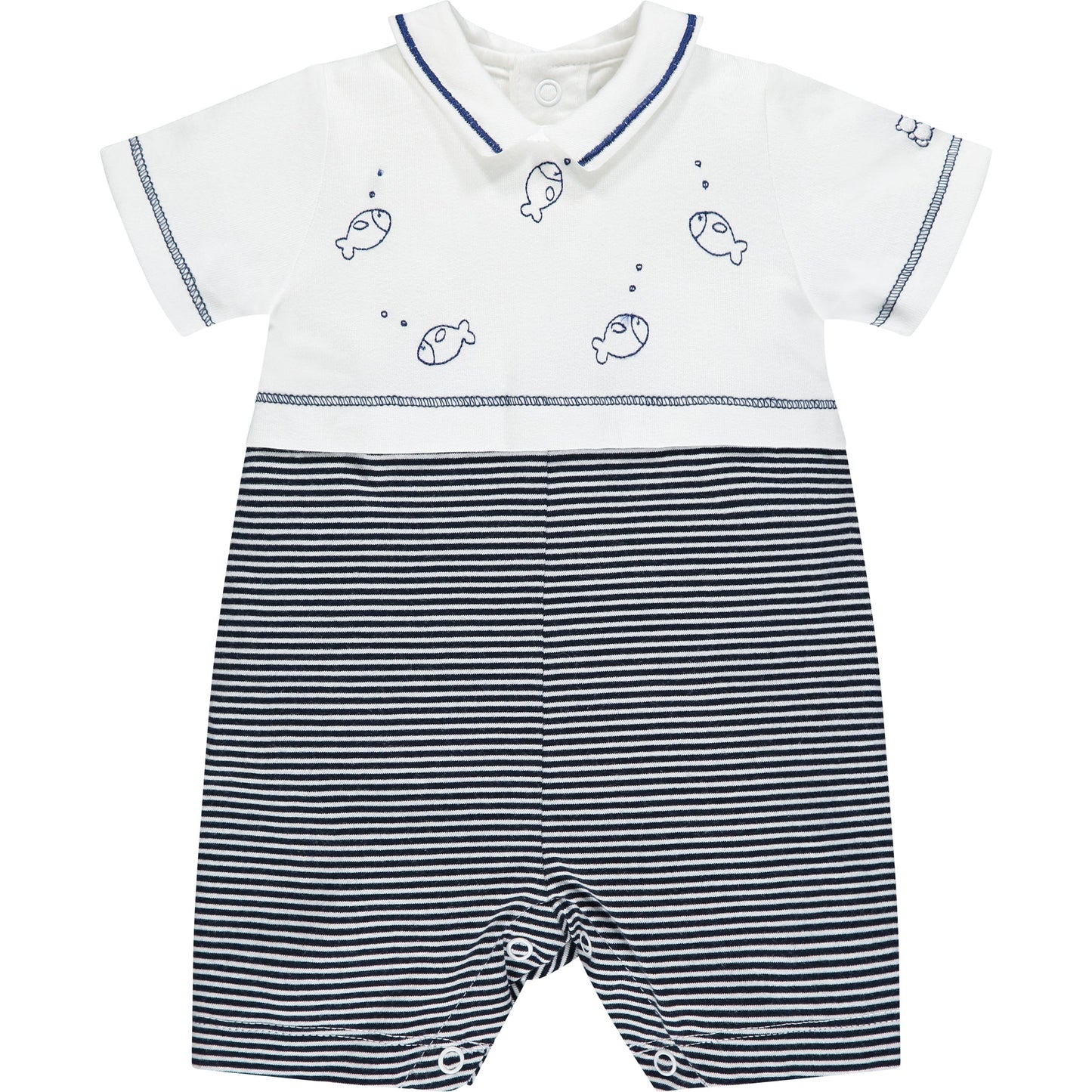 Duke Navy Striped Romper