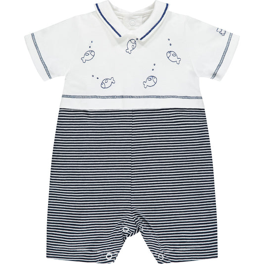 Duke Navy Striped Romper