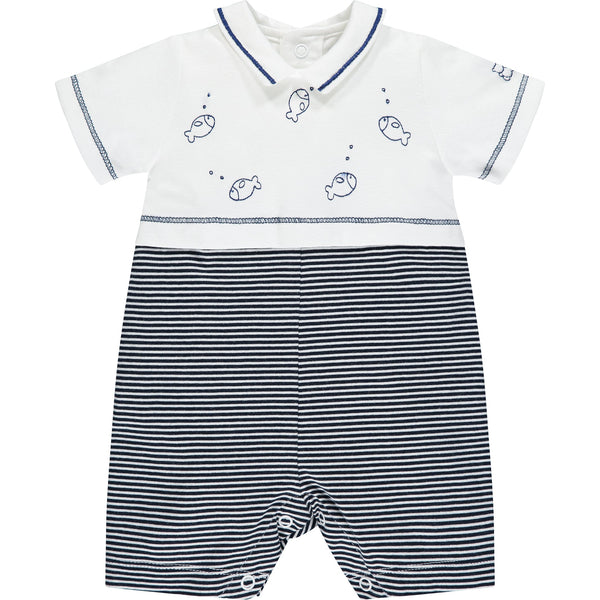 Duke Navy Striped Romper