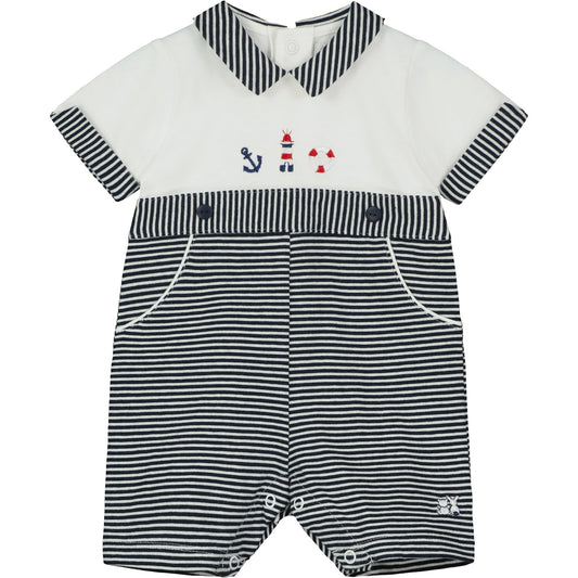 Finch Navy Nautical Boys Romper