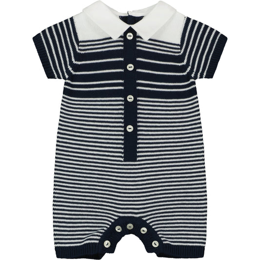 Fabian Navy Knitted Boys Romper