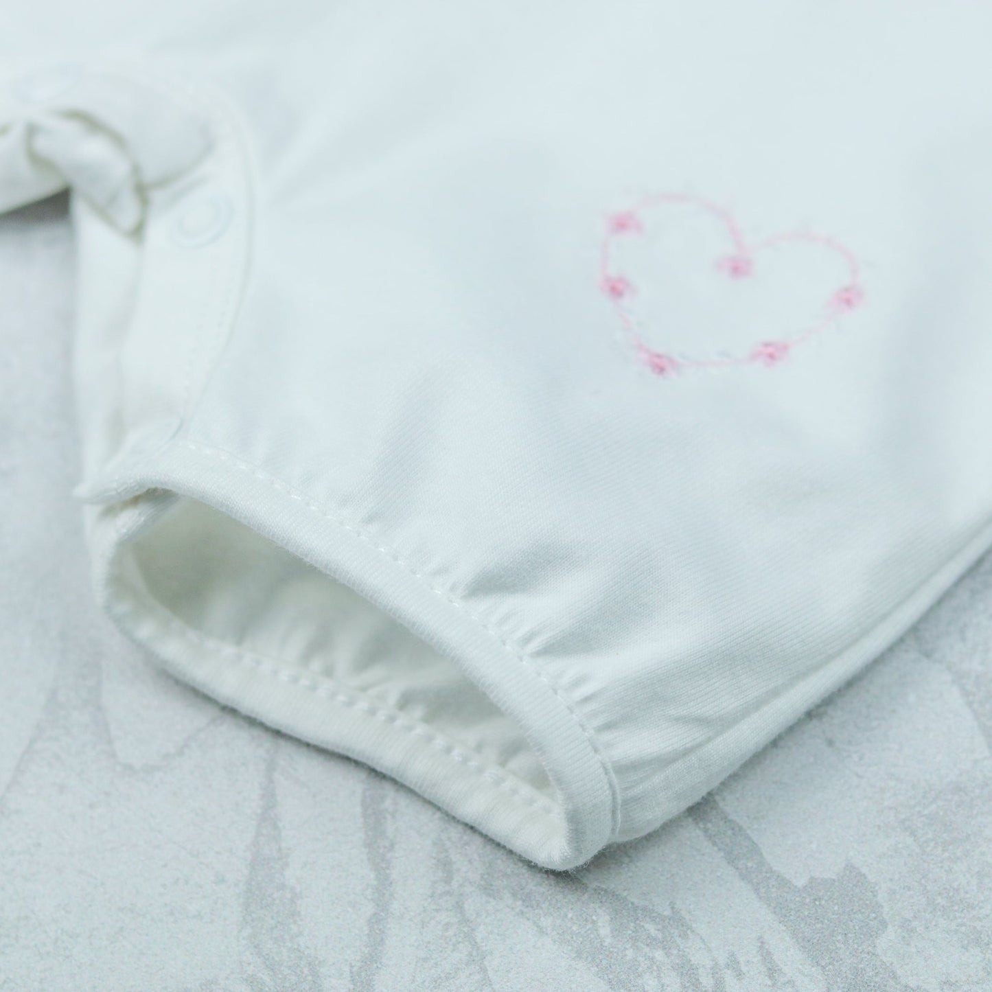 Jody White Girls Heart Embroidery Romper