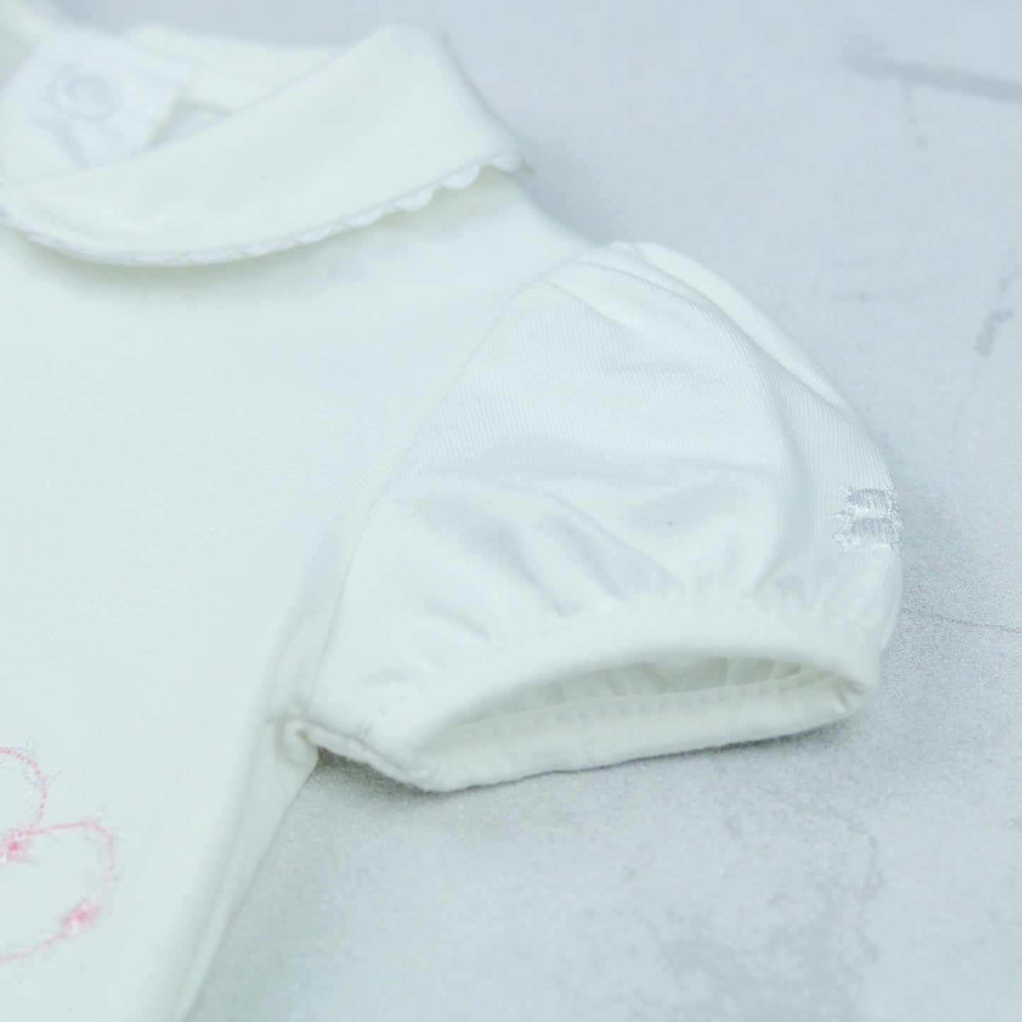 Jody White Girls Heart Embroidery Romper